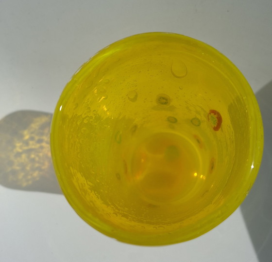 Image 1 of Vintage Leonardo Millefiori Vase – Hand-blown Yellow Glass – 23 cm