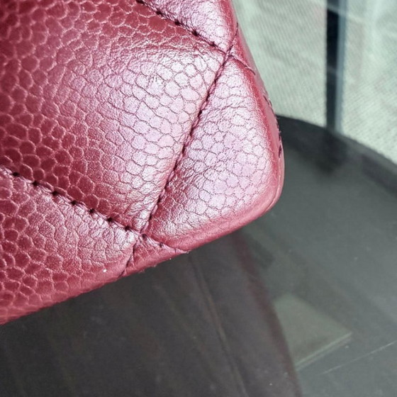 Image 1 of Chanel Classic Flap Maxi - Caviar Double Flap Quilted Burgundy Gold Hardware Series 21