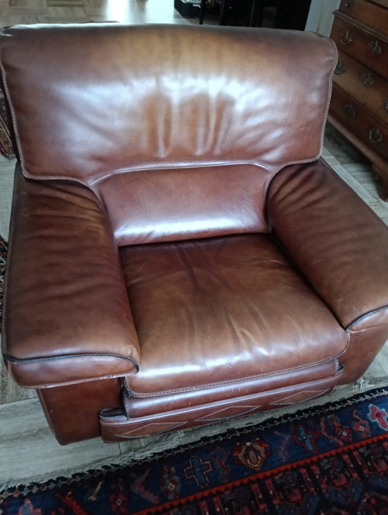 Image 1 of Sofa und Sessel aus italienischem Leder, Roland Lap