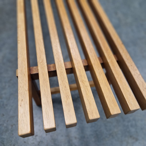 Image 1 of Banc à lattes en teck design des années 70