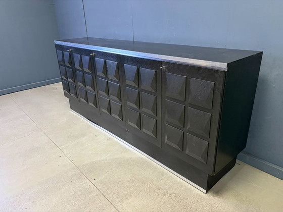 Vintage Wooden Brutalist Credenza, 1970s – Sideboard, Metal (photo 9 of 9)