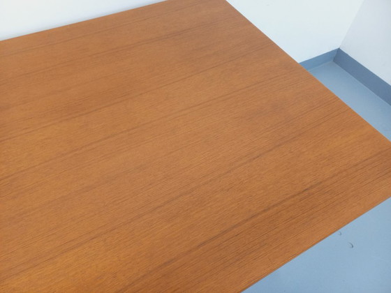 Image 1 of Rectangular Scandinavian-style vintage dining table from the 1950s/60s in teak with extensions