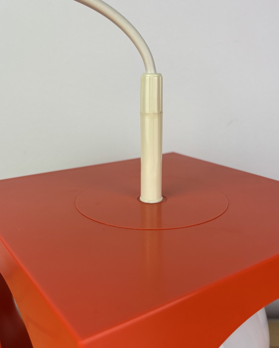 Image 1 of Space Age Ceiling Lamp, Richard Essig, Orange Minimalistic Cube Design, 1970s, Retro-Futuristic Lamp, Germany, Sputnik Design