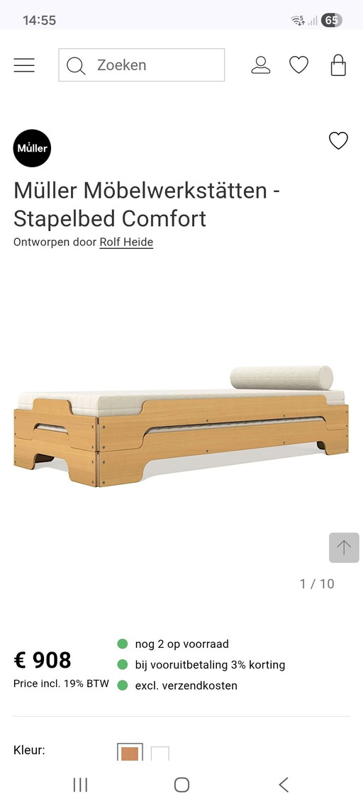 2 camas individuales apilables de Müller