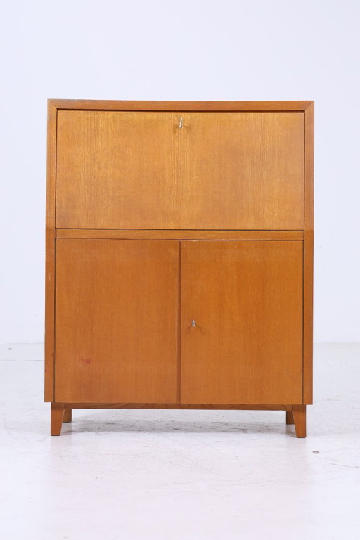Vintage Musterring secretary in ash | Mid - Century desk cabinet work table retro wood storage 50s #07-01