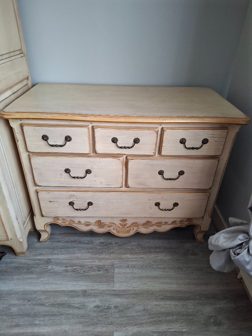 Klassieke crème Ladekasten met zeven laden