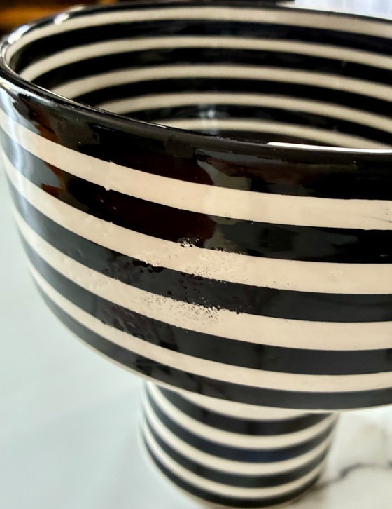 Image 1 of Marokkaanse gestreepte keramische schaal of vaas (XL)