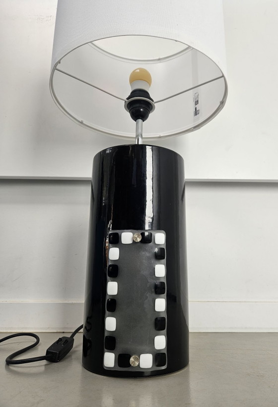 Vintage Brutalist Table Lamp Cerámicas Bondia 1970s, Ceramic, Black (photo 7 of 14)