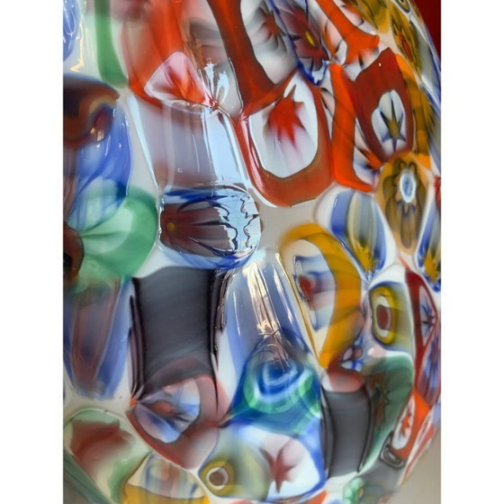 Image 1 of Kleine Murano-Glas-Eierlampe mit mehrfarbiger Blumendekoration