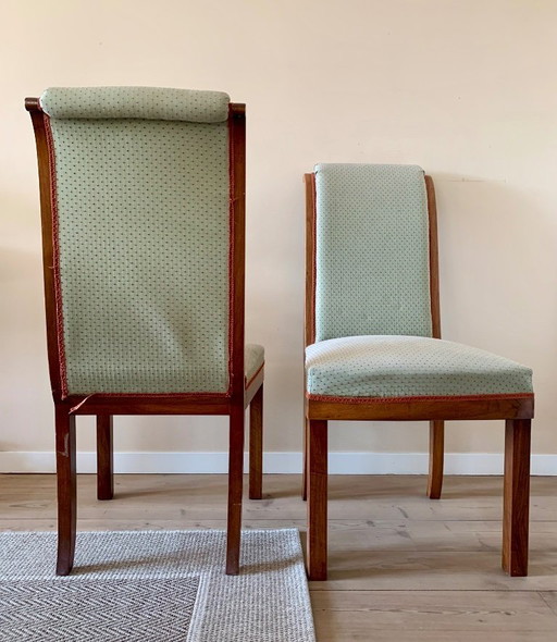 Two elegant, oak art deco chairs