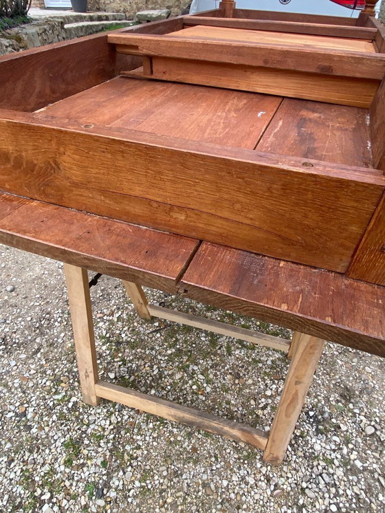 Image 1 of Sam solid oak farmhouse dining table with 1 drawer, circa 1950, 180x74cm