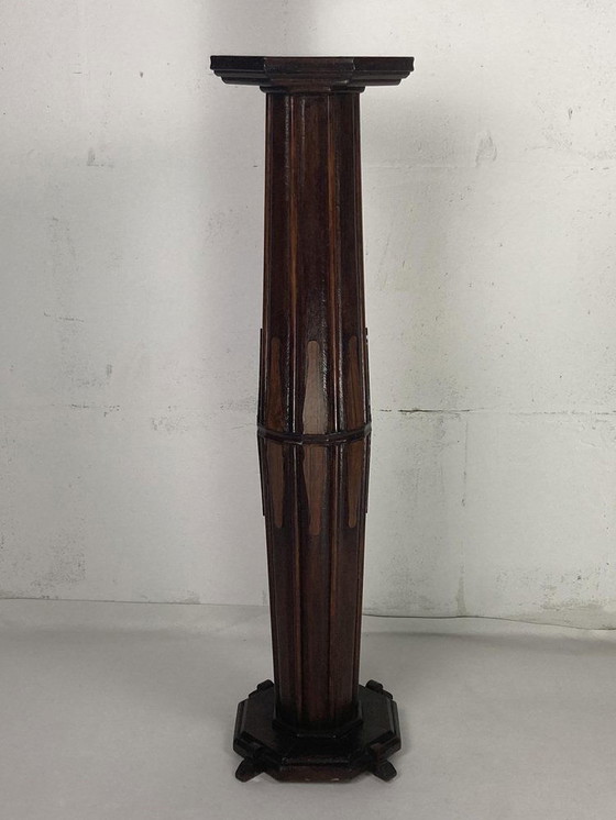 Image 1 of Art Deco Dutch Amsterdam School Pedestal, 1920S