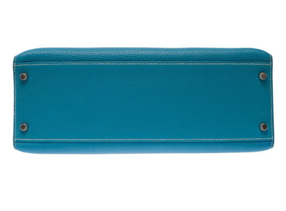 Image 1 of Borsa HERMES Kelly 32 in cuoio blu - 103442
