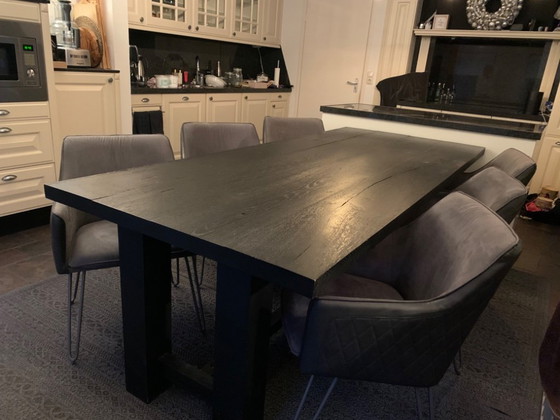 Image 1 of Stylish Black Oak Dining Table XL