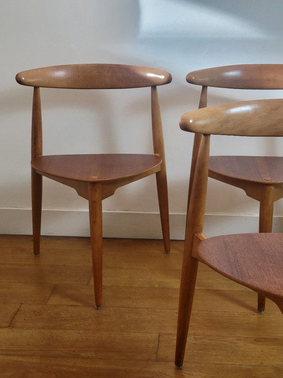 Image 1 of Set di quattro sedie "The Heart" di Hans J. Wegner per Fritz Hansen.