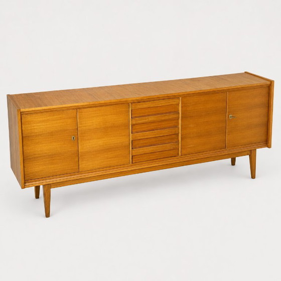 Architektonisches Sideboard im Mid-Century-Modern-Stil aus hochwertigem Okoumé – Wood (photo 6 of 6)
