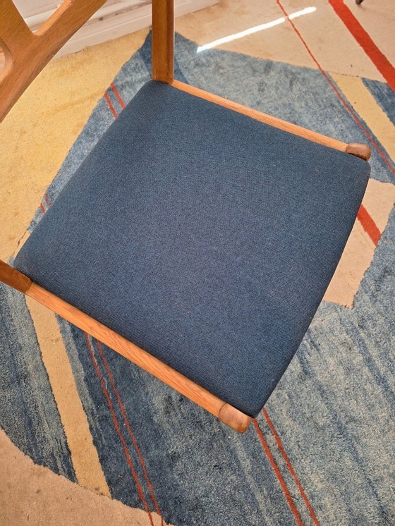 Image 1 of Paar dänische Eichen-Esszimmerstühle mit petrolblauen Bezügen, 1960er Jahre