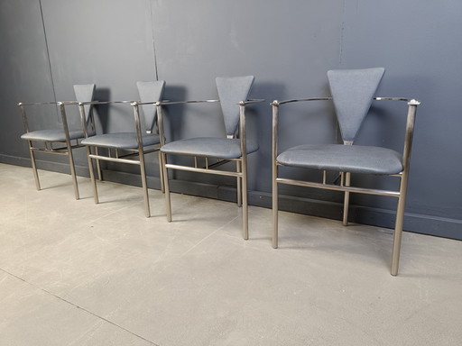 Set of 4 postmodern dining chairs by Belgochrom, 1980s