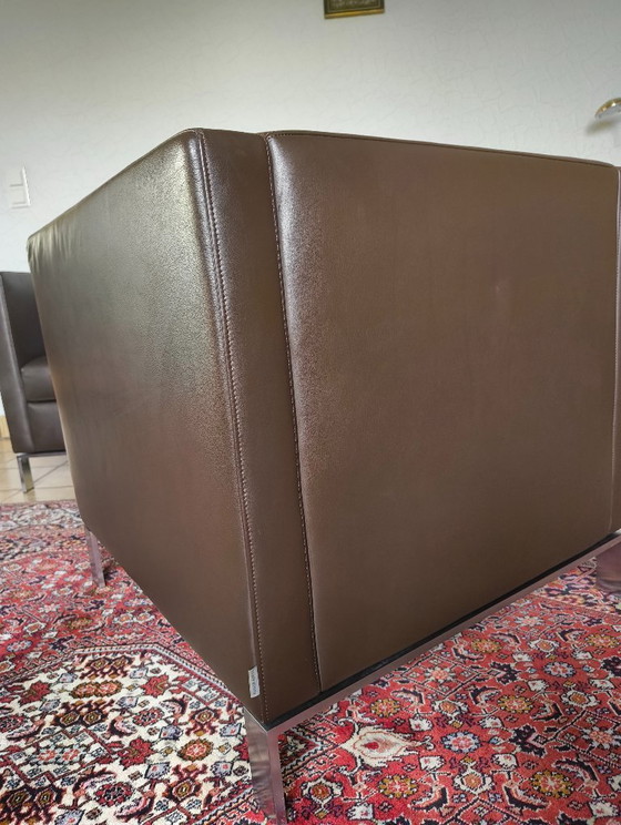 Image 1 of Set van 2 exclusieve Walter Knoll Foster 501 leren fauteuils - Donkerbruin
