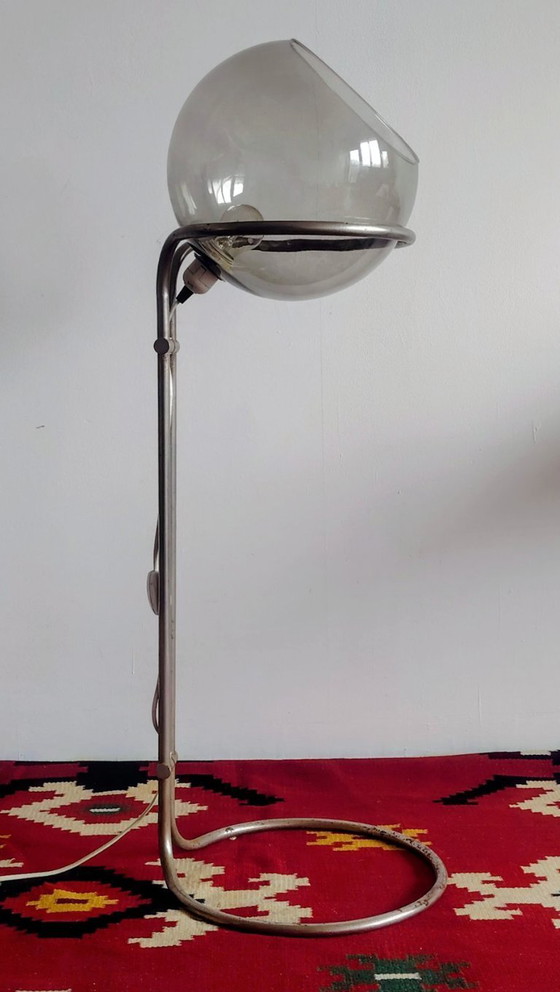 Image 1 of Modernist bauhaus glass ball floor lamp. Designer: Házi Tibor