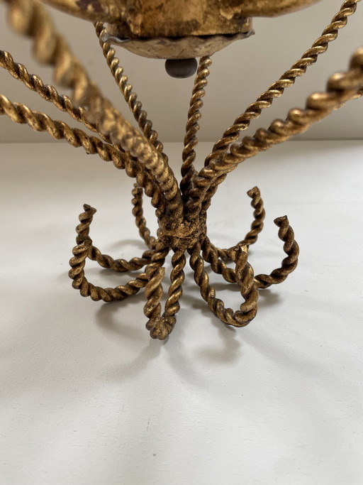 Vintage pendant lamp chandelier gilded Hollywood Regency