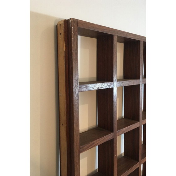 Image 1 of Vintage exotic wood divider shelf, 1970