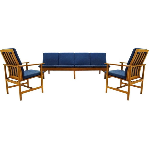 Dänische Mid Century Børge Mogensen 4-Sitzer Eiche Bank Sofa und zwei Sessel