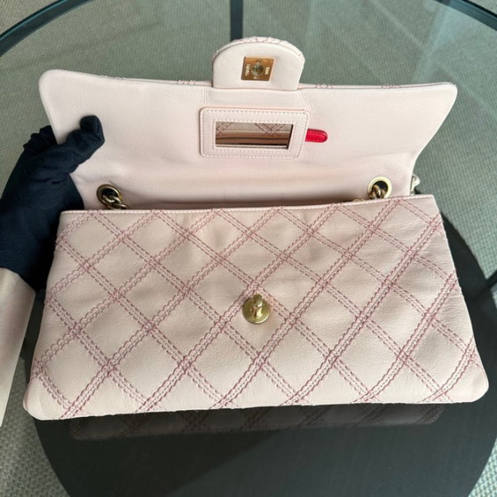 Image 1 of Chanel Seasonal Flap Medium - Triple Stitched Calfskin Quilted Pink Gold Hardware Series 19