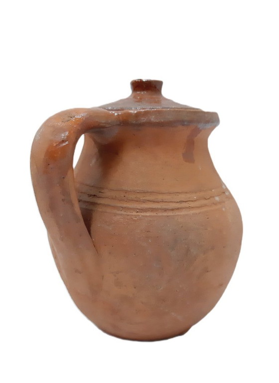 Image 1 of Pot en terre cuite rustique vintage avec couvercle