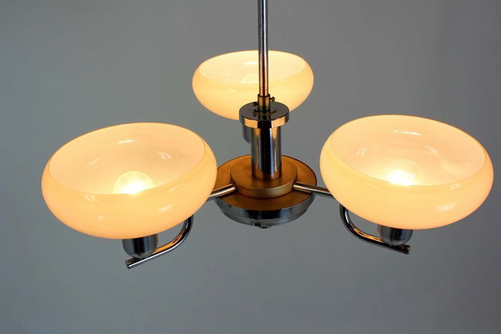 Image 1 of Lustre Art Déco Bauhaus chromé de Napako, ancienne Tchécoslovaquie, années 1940