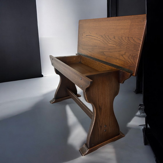 Image 1 of Vintage Solid Wood Storage Bench/Piano Stool Arts & Crafts Style - 1980s