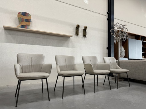 4 Rolf Benz 655 Chaise de salle à manger en tissu et cuir