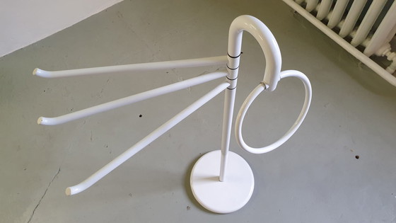 Image 1 of Vintage 80s Italian Metal White Lacquered Towel Rack/Dressboy