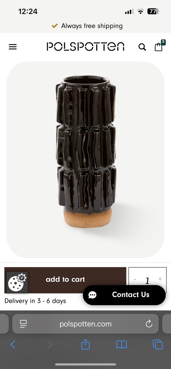 Image 1 of POLSPOTEN- Structure Vase L - dark brown