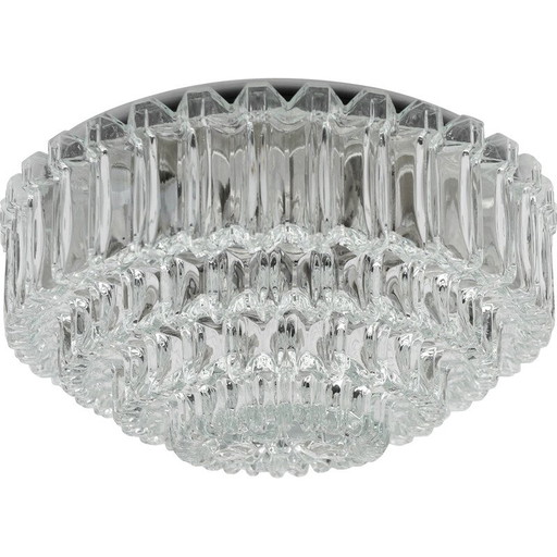 Plafonnier vintage à 4 niveaux en verre cristallin pour Limburg, Allemagne 1960