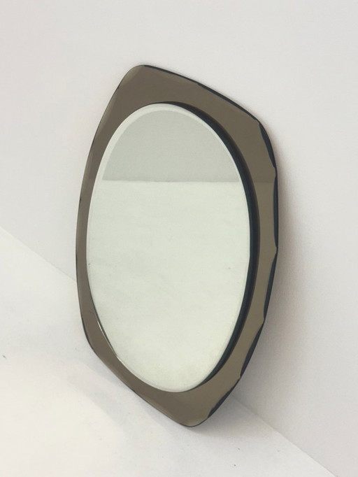 Miroir rectangulaire italien vintage avec verre taupe