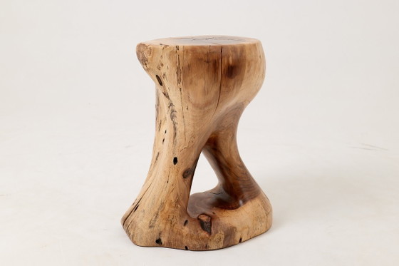 Image 1 of Sculptural Stool/Side Table, Walnut, Carved, Unique, Logniture