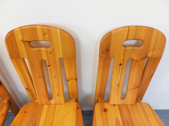 Image 1 of Suite of 4 Vintage Pine Chairs from the 70s and 80s