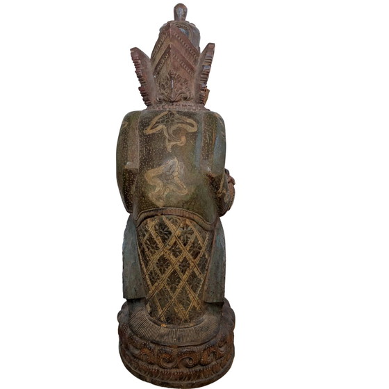 Große polychrome balinesische Holzskulptur – Mythologischer Rishi (Weiser) – ca. 1950 – Bildhauerei (photo 6 of 10)
