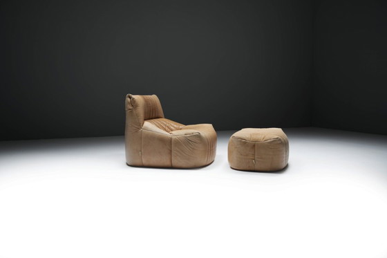 Image 1 of Aralia vintage '1981' in pelle originale di Michel Ducaroy per Ligne Roset
