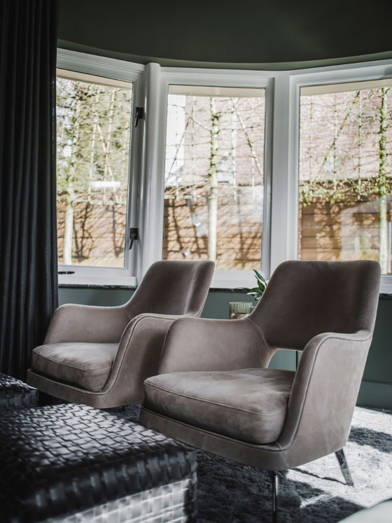 2x Flexform Bangkok Ottoman – Hide Leather – Black Chrome – Footstools & poufs (photo 3 of 5)