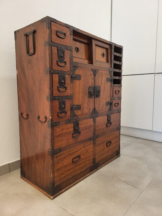 Antique Japanese Choba Dansu cabinet – choba-dansu, Chest of drawers, Iron, Wood (photo 3 of 9)