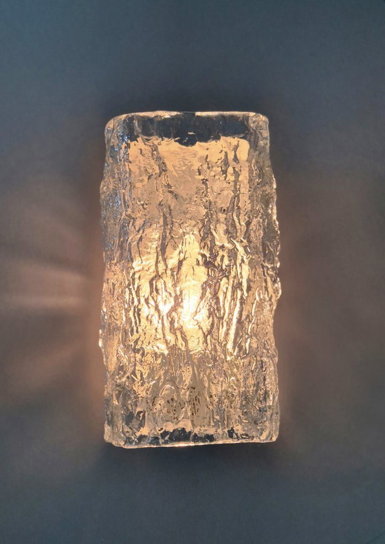 Image 1 of Lampada da parete Kaiser Leuchten in vetro ghiacciato, anni '60/'70, vintage Mid-Century