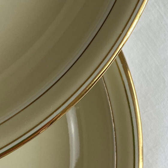 Image 1 of 6 antieke soepborden van Limoges-porselein, vintage servies van de koninklijke fabriek.