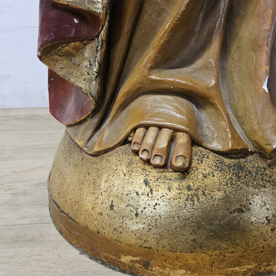 Image 1 of 2 grandes statues antiques de Jésus au Sacré-Cœur (Gerard Linssen) - 2 statues antiques de Jésus au Sacré-Cœur (1900)