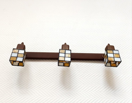 Image 1 of Art-Deco-Deckenleuchte im Tiffany-Stil, dreiteilig