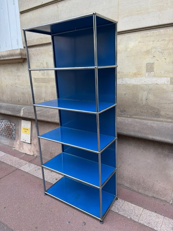 USM Haller Gentiaanblauw 1e Generatie Boekenkast, Boekenkasten, Metaal, Modern (foto 2 van 13)