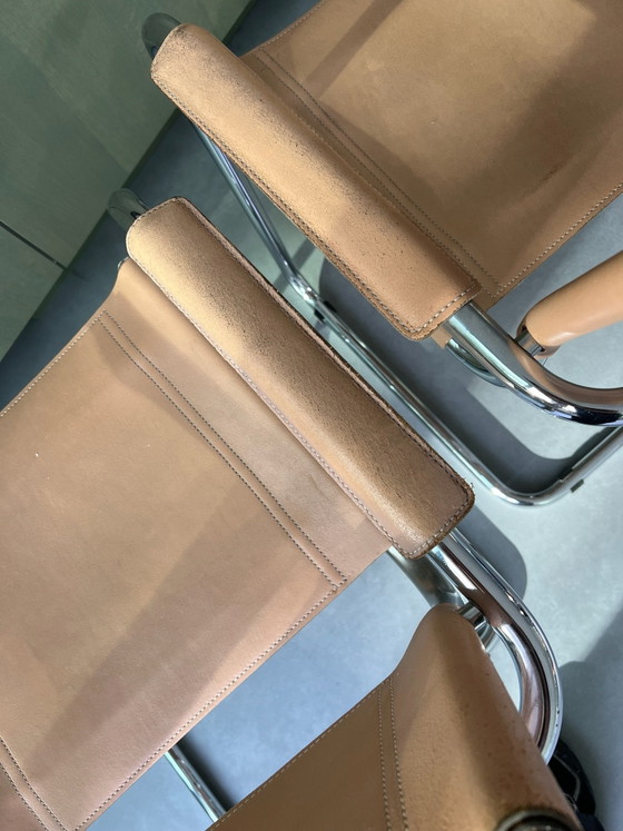 3 Mart Stam tubular frame chairs – Dining chairs, Leather, Chrome (photo 5 of 7)