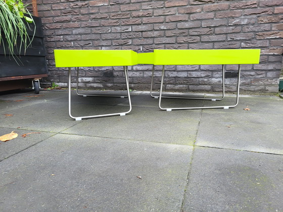 Image 1 of Leolux Piombo design coffee table, 2-piece, bright green.