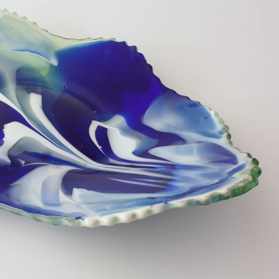 Vintage Leaf Design Glass Tray from Marinha Grande, 1960s, Bowls, Green (photo 8 of 12)